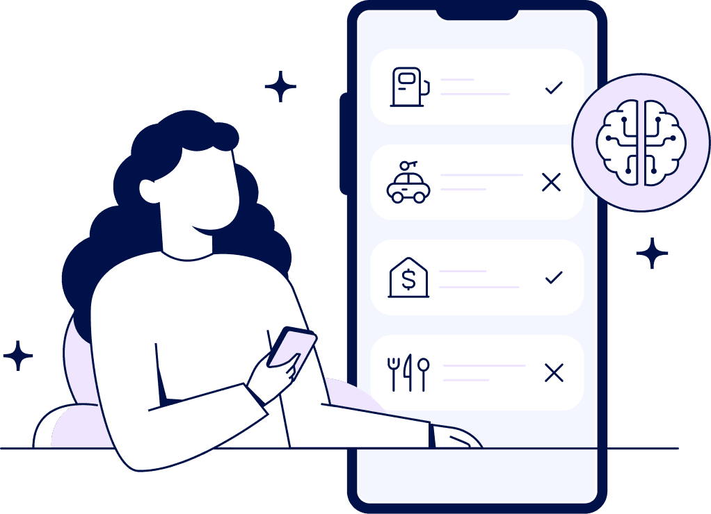 An illustration of a person reviewing tax details
