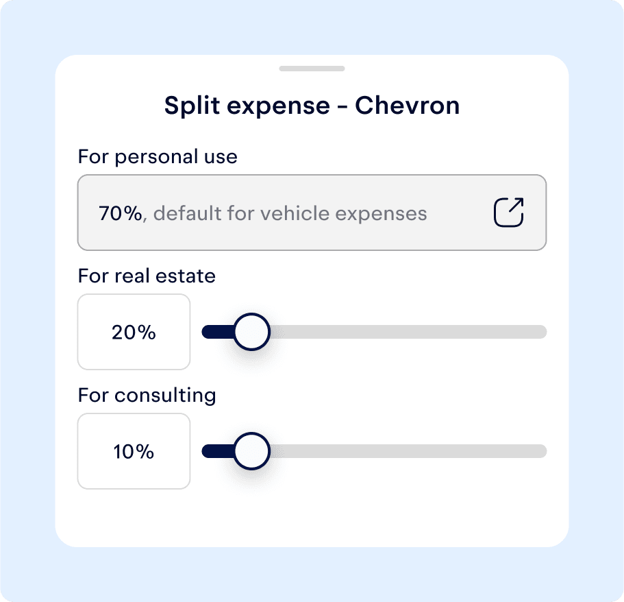 Split an expense between business and personal use